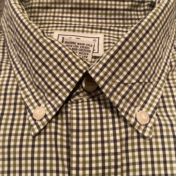 LL Bean Plaid Long Sleeve Button Down Dressy Shirt Size Medium - Picture 3 of 8